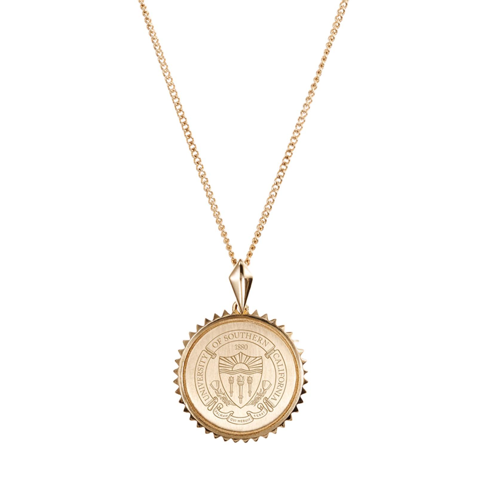 USC Trojans Seal Sunburst Cavan Gold Pendant Necklace with Chain 1.jpeg